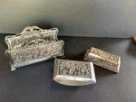 Antq Dutch Silver Repousse Desk Set Letter & Stamp Holders Paperweight Jb 1331. Fixed Price $79.99.