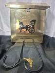 Vtg Brass Mailbox Wall-mount Vertical Newspaper Holder Horse Buggy Locking. Fixed Price $125.95.