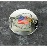 Custom Engraving Ltd. Chrome Stars And Stripes Eagle Timing Cover PATR04-63. Fixed Price $105.00.