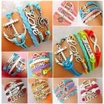 Anchor Clover 4 Luck Music Multi Layer Silver Charm Bracelet Free Gift Bag. Fixed Price $15.99.