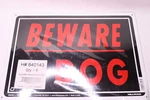 (6-PK) Hillman Beware Of Dog Sign Hy-glo Orange/black Aluminum 10" X 14". Fixed Price $50.82.