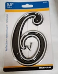 House Number 6 Hillman Sign Plastic Reflective 5.5 W/ Screws New!. Fixed Price $8.99.