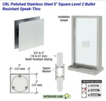 Crl Polished Stainless Steel 5" Square Level 2 Bullet Resistant Speak-thru N555. Fixed Price $115.00.