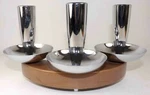 Mid Century Ufo Stainless Steel Chrome 3 Candle Holder Hollywood Regency Vintage. Fixed Price $24.99.