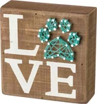 Pet Love String Art Paw Print Box Sign 1.75" Dog Mom, Cat New. Fixed Price $7.99.