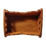 Handmade Wooden Doll Cradle Light Brown Stain, Heart Cutouts, Miniature Size. Fixed Price $19.99.