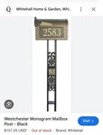 Whitehall Products Mailbox Post Standard Black Rust Resistant Aluminum. Fixed Price $95.00.