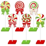 6 Pieces Christmas Candy Wooden Tabletop Decor Standing Xmas Tiere.... Fixed Price $26.13.