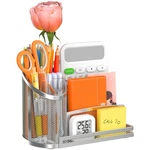 3 Compartment Pen Holder With Vertical Mail Organizer And Flower Tube, Metal .... Fixed Price $26.14.
