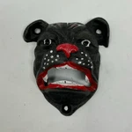 Vtg Bottle Opener Cast Iron Wall Mount Bar Decor Pitbull Mask 4"X4". Fixed Price $15.20.