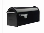 Franklin Black Postmount Mailbox Large Steel Non Locking W/ Satin Nickel Handle. Fixed Price $36.00.