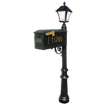 Qualarc, Lewistion Mailbox W/ 3 Cast Aluminum Plaques And Solar Lamp Black. Fixed Price $1179.00.