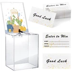 Tall Acrylic Clear Donation Raffle Box With Lock And 100 Pcs Tickets C.... Fixed Price $43.18.
