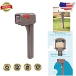 Contemporary Mailbox Post Kit: Dual Access, Rust-proof Plastic, Mocha, Usa Made. Fixed Price $134.09.