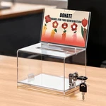 Kyodoled Donation Box For Fundraising With Lock & Sign CLEAR-PS-1P. Fixed Price $25.21.