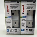 2 Legrand Radiant 15A Tamper-resistant Outlet Night Light Nickel NTL885TRNICC6. Fixed Price $11.00.