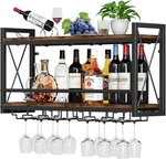 Wall Mounted Wine Rack, Bottle & Glass Holder Wood-metal Retro. Fixed Price $88.99.