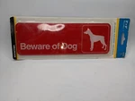 Beware Of Dog Durable Plastic Self Adhesive Sign Red Wht , 3X9- New Hillman. Fixed Price $10.99.