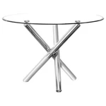 Best Master Beverly 43" Round Glass W/stainless Steel Legs Dining Table - Silver. Fixed Price $285.99.