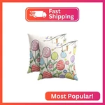 Kawani Happy Easter Pillow Covers 18X18 Inch Colorful Egg Floral Print Ou. Fixed Price $11.46.