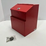 Red Metal Wall Mount Suggestion Box With Keys Locks Office Feedback Collection. Fixed Price $22.95.
