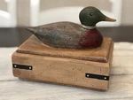 Vintage 1984 Ceramic Redhead Duck Trinket Box Faux Wood Hand Painted Bb. Fixed Price $20.97.