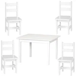 4 Chairs & Table 5PC White Play Set Amish Handmade Wood Toy Furniture Usa. Fixed Price $849.97.