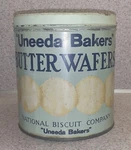 Vtg 12 1/2 Oz Uneeda Bakers Butter Wafers National Biscuit Company Tin 6.5" H. Fixed Price $15.00.