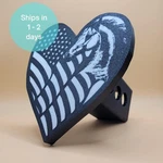 Heart Flag Horse Trailer Hitch Cover Custom Colors Fits 2-INCH Receivers. Fixed Price $36.00.