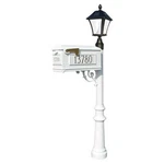 Qualarc, Lewistion Mailbox W/ 3 Cast Aluminum Plaques And Solar Lamp White. Fixed Price $1235.00.