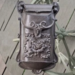 Vintage Victorian Style Cast Iron Wall Mounted Mailbox, Brown, Floral Design. Fixed Price $65.00.