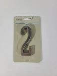 Number 2 Brushed Nickel Address Plaque 4IN Outdoor Perfect Home Sealed. Fixed Price $6.29.