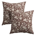 Reddish Brown Floral Block Print Throw Pillow Covers 18X18 Inch Set Of 2 Vint.... Fixed Price $23.91.