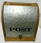 Mailbox Wall Mount Metal W/ Wood Slot Opens 9" Wide 10" Tall Farmhouse. Fixed Price $26.24.
