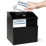 Linsiron Suggestion Box With Slot And Lock, Metal Wall Mounted 8.4INCH, Black. Fixed Price $28.59.