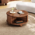Round Solid Wood Coffee Table Center With Hidden Compartment Sliding Door. Fixed Price $299.99.