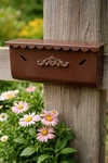 Vintage Wall Mount Mailbox Metal Brown Ornate Scroll Front Shabby Cottage. Fixed Price $35.00.