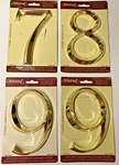 Lot (4) 6" Polished Brass #7, 8, (2)#9 House Numbers Home Address Whitehall New. Fixed Price $20.00.