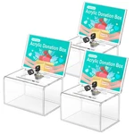 Maxgear Acrylic Donation Box With Lock 3 Pack, Large Ballot Sign Holder. Fixed Price $62.63.