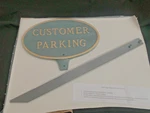 Montague Metal 10" X 6" Classic Oval Customer Parking Sign Plaque W/lawn Stake. Fixed Price $20.00.