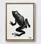 Laeknapes Original Abstract Painting 14X11 Canvas Modern Monochromatic Tree Frog. Fixed Price $176.00.