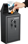 Black Metal Locking Donation Box Wall Mount Mail Cash Drop Safe New. Fixed Price $30.39.
