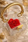 Clear Acrylic Box With Heart Shaped Everlasting Red Rose Mother Day. Fixed Price $16.99.