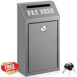 Yaocom Grey Metal Cash Box With Lock 10.2" Mail Donation. Fixed Price $39.99.