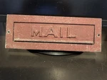 Vintage Art Craft Deco Shabby Painted Red Cast Aluminum Door Wall Mail Slot Box. Fixed Price $24.95.