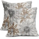 Sweetshow Brown Grey Gray Pillow Covers 18X18 Set Of 2 Retro Sunflower Flower.... Fixed Price $23.81.