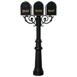 Qualarc, Hanford Triple With Scroll Supports, E1 Mailbox, Base 8, Vinyl #'s. Fixed Price $805.00.