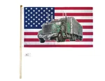 5' Wood Flag Pole Kit Wall Mount Bracket With 3X5 Usa Big Truck Polyester. Fixed Price $23.88.