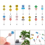 14 Pcs Diy Architectural Sand Table Model Mini Traffic Signboards Landscapes. Fixed Price $17.47.