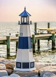Poly Lighthouse - Montauk Style In Patriot Blue & White Amish Crafted. Fixed Price $447.75.